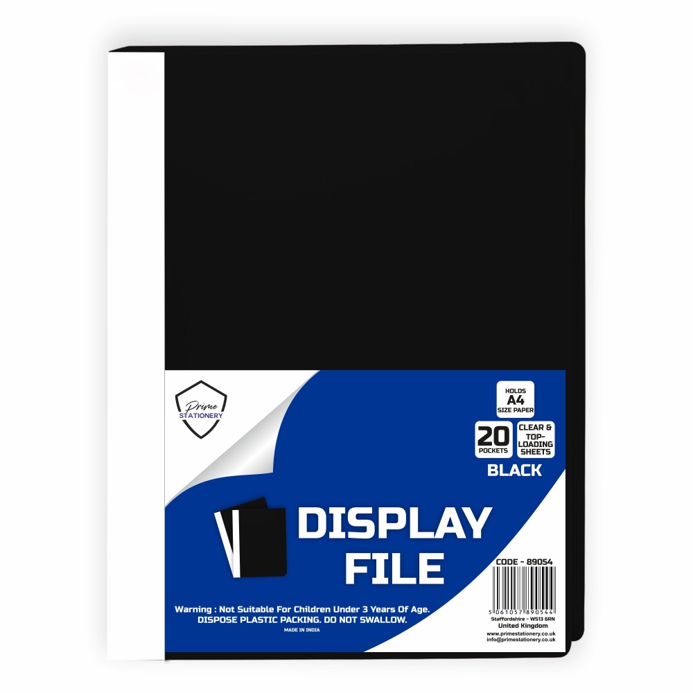 Prime A4 Display FIle Black 20 Pockets